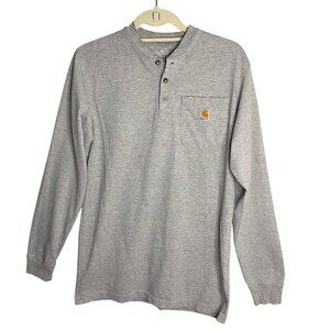 Carhartt Mens size S Gray Button Henley Long Sleeve T-shirt Utility Warm Work